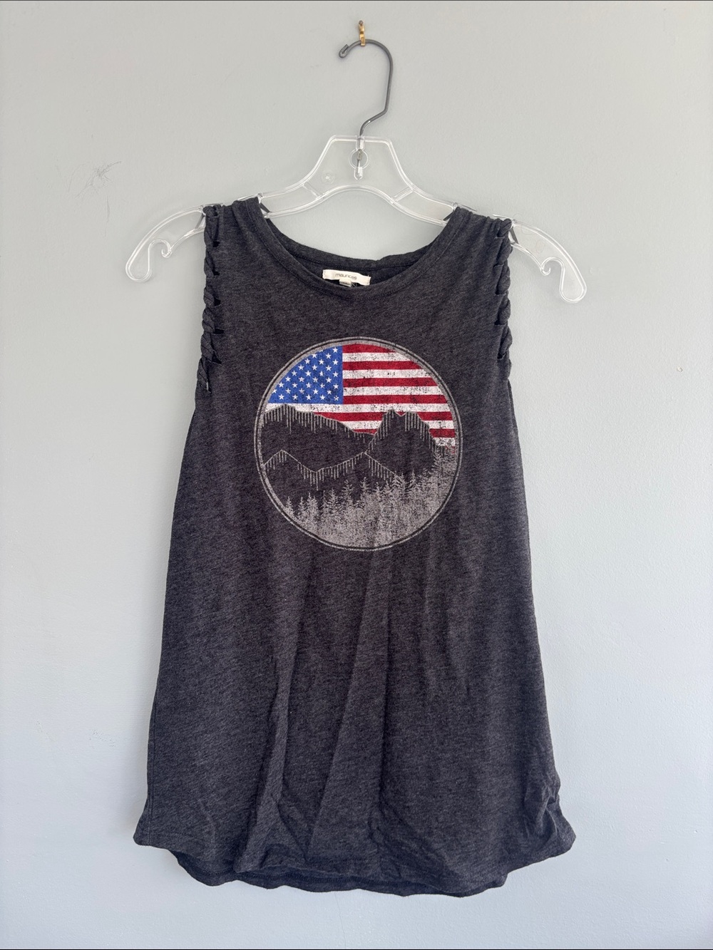 Maurices Charcoal Tank with American Flag Mountain Graphic